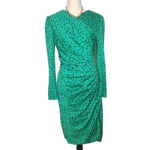 Diane Dickinson. Vintage. Green Polka Dot Midi Dress. Size 8